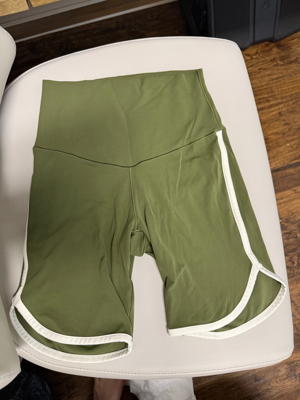 Aerie Real me Olive Green High-Waist Performance Shorts with White Trim small